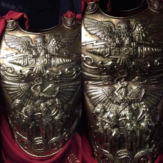 Medieval Knight Roman Cuirass Armor Chiseled Breastplate Outfit Handcrafted Authentic 18 Gauge Brass or Steel - collectiblegiftitems