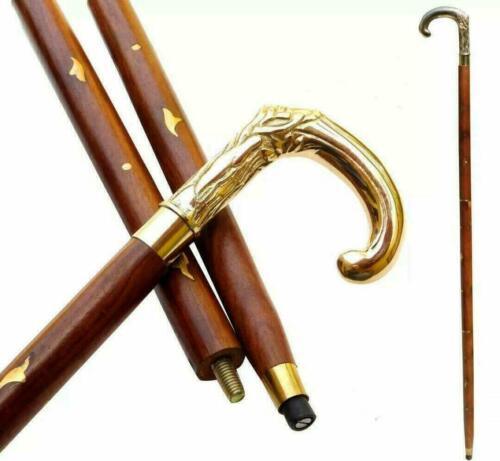 Walking stick Nautical Handmade Brass Designer Victorian Handle Black wooden - collectiblegiftitems