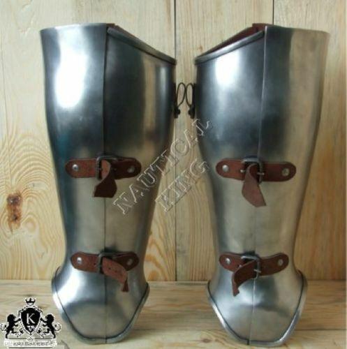 Medieval Knight Crusader Armor Greaves Spartan Steel Armour Larp SCA Reenactment - collectiblegiftitems