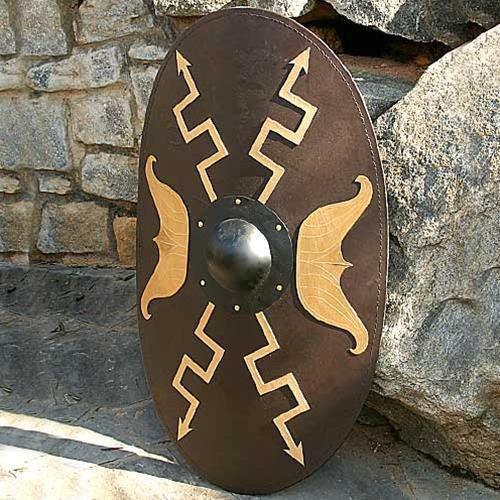 Wooden Oval Roman Shield - collectiblegiftitems