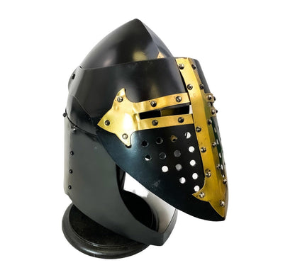 Crusader Helmet - Great Helm Medieval Helmet - collectiblegiftitems